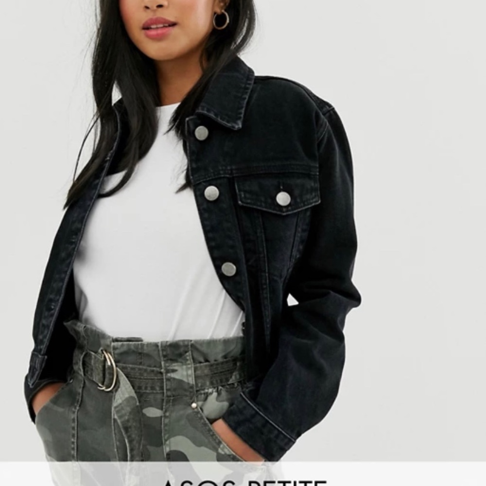 ASOS petite denim trucker jacket in washed black
